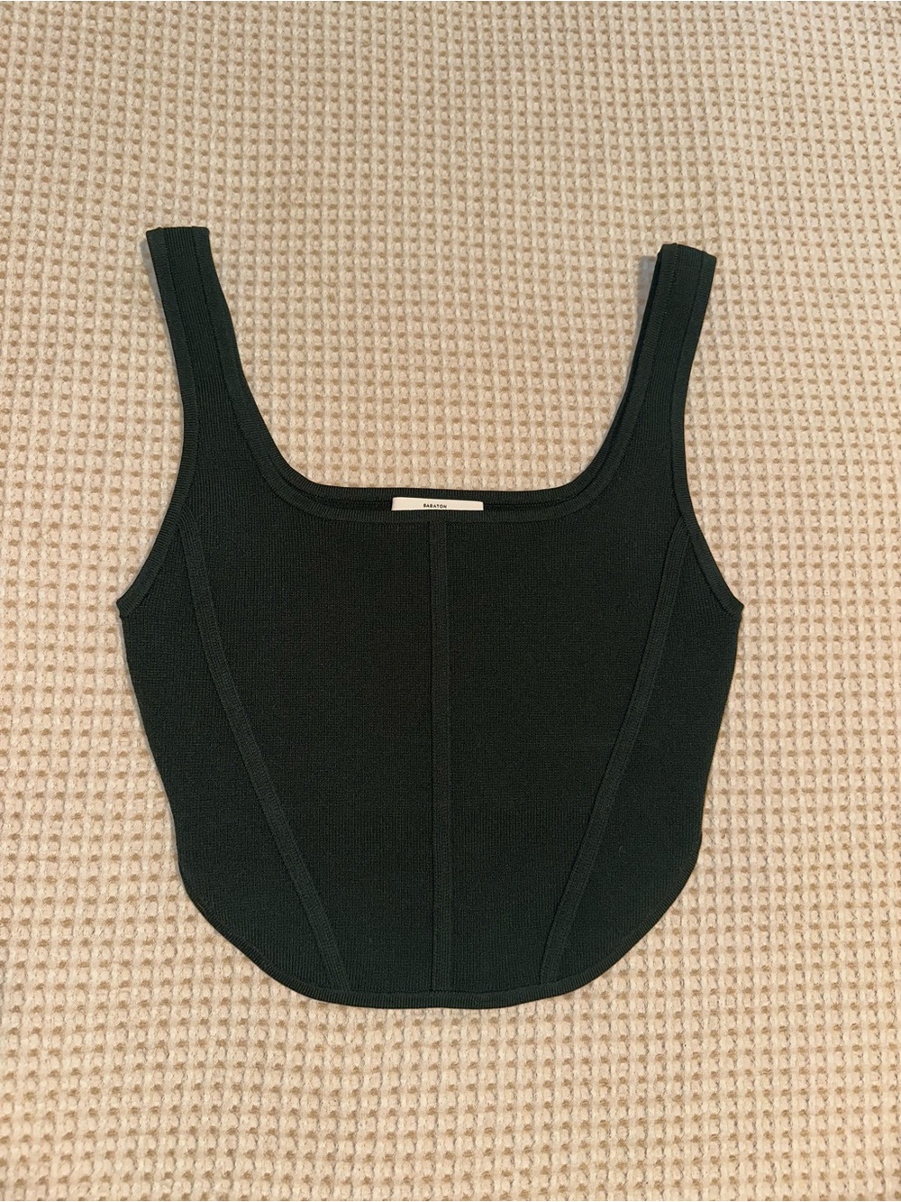 Aritzia “Babaton” Sculpt Knit Dark Green Tank Top